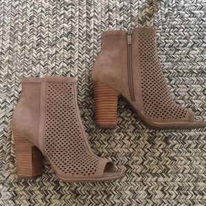 Lucky Brand Perforated Lakmeh Open Peep Toe Bootie